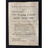 R.M.S. TITANIC: Southampton and District Temperance Council programme of Sacred Music Concert in aid