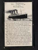 R.M.S. TITANIC: Privately produced In Memory of Titanic postcard.