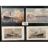 CUNARD: RMS Carpathia postcards (two colour) (4).