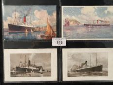 CUNARD: RMS Carpathia postcards (two colour) (4).