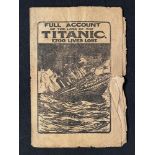 R.M.S. TITANIC: Nicholson & Co. pamphlet titled "Full Account of the Loss of the Titanic 1700