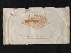 R.M.S. TITANIC: Unusual Titanic/Olympic envelope. Printed on reverse "Olympic (Triple Screw) 45000