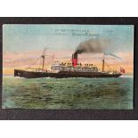 R.M.S. CARPATHIA: Unusual postcard with overstamp titled SS Carpathia of the Cunard Line saved the