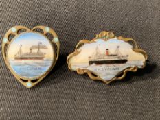 OCEAN LINER: Allan Line souvenir brooches, R.M.S. Virginian (1905), scrapped and sold to Swedish