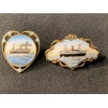 OCEAN LINER: Allan Line souvenir brooches, R.M.S. Virginian (1905), scrapped and sold to Swedish