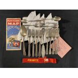 OCEAN LINER: Mixed lot to include Union Castle flatware, France gala night ribbon, Empress of