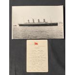 R.M.S. MAJESTIC/OCEAN LINER: First Class breakfast menu, May 11th 1922, maiden voyage as White