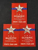 WHITE STAR LINE: Set of three promotional pictorial souvenirs for the Olympic, Homeric and