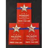 WHITE STAR LINE: Set of three promotional pictorial souvenirs for the Olympic, Homeric and