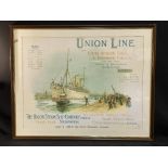 OCEAN LINER: 20th cent. reproduction Union Line agent's poster. Framed and glazed 29ins. x 22ins.