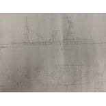 MARITIME/MILITARIA: Fascinating archive of original arrangement plans for H.M.S. Glorious, a Royal