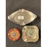 WHITE STAR LINE: Smoking requisites, three ashtrays to include R.M.S. Doric "Who Burnt the Cloth"