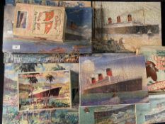 OCEAN LINER: Chad Valley and other jigsaws showing Queen Mary, Queen Elizabeth II, etc. (9).