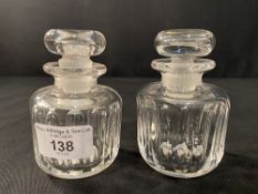 WHITE STAR LINE: Pair of crystal inkwells with stoppers, house burgee to top of each. Height 4ins.