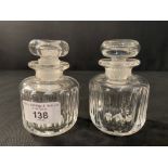 WHITE STAR LINE: Pair of crystal inkwells with stoppers, house burgee to top of each. Height 4ins.