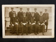 R.M.S. TITANIC: Signal Series real photo postcard titled Captain Smith & the Officers of the