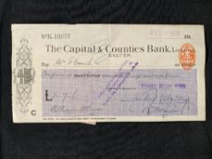 R.M.S. TITANIC: Relief fund cheque for £17-6 to the family of Able Seaman Frank Couch.