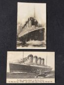 R.M.S. TITANIC: Sepia postcard the ill-fated SS Titanic foundered April 15th 1912, plus one other.