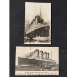 R.M.S. TITANIC: Sepia postcard the ill-fated SS Titanic foundered April 15th 1912, plus one other.