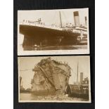 R.M.S. OLYMPIC: A. Rapp real photo postcards of her collision with H.M.S. Hawke 20-9-11 (2).