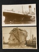 R.M.S. OLYMPIC: A. Rapp real photo postcards of her collision with H.M.S. Hawke 20-9-11 (2).