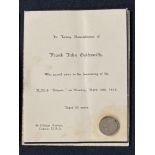 R.M.S. TITANIC: An unusual mourning card in loving remembrance of Frank John Goldsmith, 46 Carter