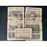 R.M.S. TITANIC: Original copies of Daily Sketch, dated April 22nd, 23rd, 24th, 25th, 26th 1912 (5).