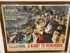 MOVIES: Night to Remember film poster. Framed and glazed. 39ins. x 29ins.