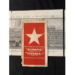 R.M.S. TITANIC: Promotional brochure depicting a cross sectional diagram of the Olympic & her ill-