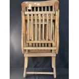 OCEAN LINER: 20th cent. teak steamer chair believed ex. R.M.S. Queen Mary, previous lot no. from