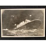 R.M.S. TITANIC: Unusual Eisner & Co. of Portsmouth postcard of the sinking of the White Star line