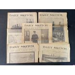 R.M.S. TITANIC: Original copies of Daily Sketch, dated April 16th, 17th, 20th, 29th, 30th 1912. (6)