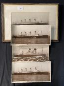 R.M.S. OLYMPIC: Boch-Port real photo postcards (3) plus 1 other of R.M.S. Caronia.