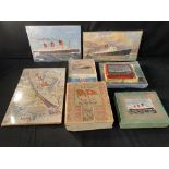 OCEAN LINER: Chad Valley and other jigsaws showing Queen Mary, Saxonia, etc. (6).