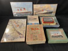 OCEAN LINER: Chad Valley and other jigsaws showing Queen Mary, Saxonia, etc. (6).