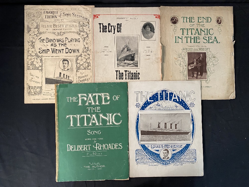 R.M.S. TITANIC: Original sheet music scores to include 'The Band was Playing as the Ship Went Down',