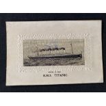 R.M.S. TITANIC: Silk postcard, postally unused but signed by Titanic survivor Bertram Dean.