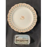 WHITE STAR LINE: Stonier & Co. Wisteria side plate (A/F) plus a R.M.S. Cedric paperweight.