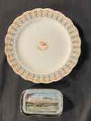 WHITE STAR LINE: Stonier & Co. Wisteria side plate (A/F) plus a R.M.S. Cedric paperweight.
