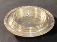 WHITE STAR LINE: Silver plated butter dish plus cooler tray (starred). 7½in.