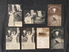 R.M.S. TITANIC: Period postcards including Nearer my God to Thee and music related cards (7).