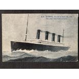 R.M.S. TITANIC: Post-disaster postcard of ill-fated Titanic. Postally used April 22nd 1912 W.T.