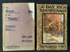 R.M.S. TITANIC - BOOKS: The Wreck of the Titanic by Edwin Drew and softbound 1912 edition plus A Day