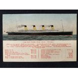 R.M.S. TITANIC: Pre-disaster promotional postcard White Star Line Titanic.