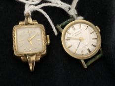 Watches: Ladies cocktail Tudor movement, gold plated case, plus Kienzle Incabloc movement with