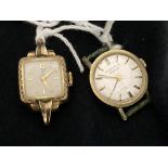 Watches: Ladies cocktail Tudor movement, gold plated case, plus Kienzle Incabloc movement with