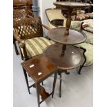 19th cent. Three tier dumb waiter with circular shelves on turned supports with tripod feet. 19½