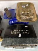 Kitchenalia: Set of Fereday balance scales with brass tray plus a large quantity of brass bell and