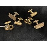 Gentlemen's Jewellery: Cufflinks gilt tone log with rope entwined, stamped D with fleur de lys