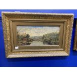 19th cent. English School: Oil on canvas 'Maidenhead on the Thames'. 13ins. x 7ins.